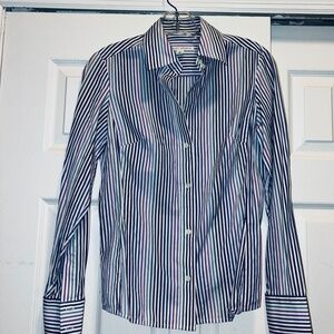 Blue-Purple Striped Button Down Blouse